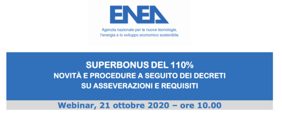 Incontro online ENEA, MiSE e AdE su novità Superbonus 110% 