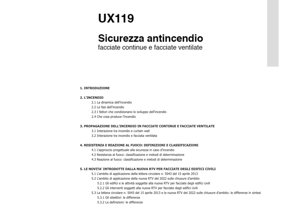 a Unicmi nuovo UX119 su sicurezza antincendio facciate continue e ventilate
